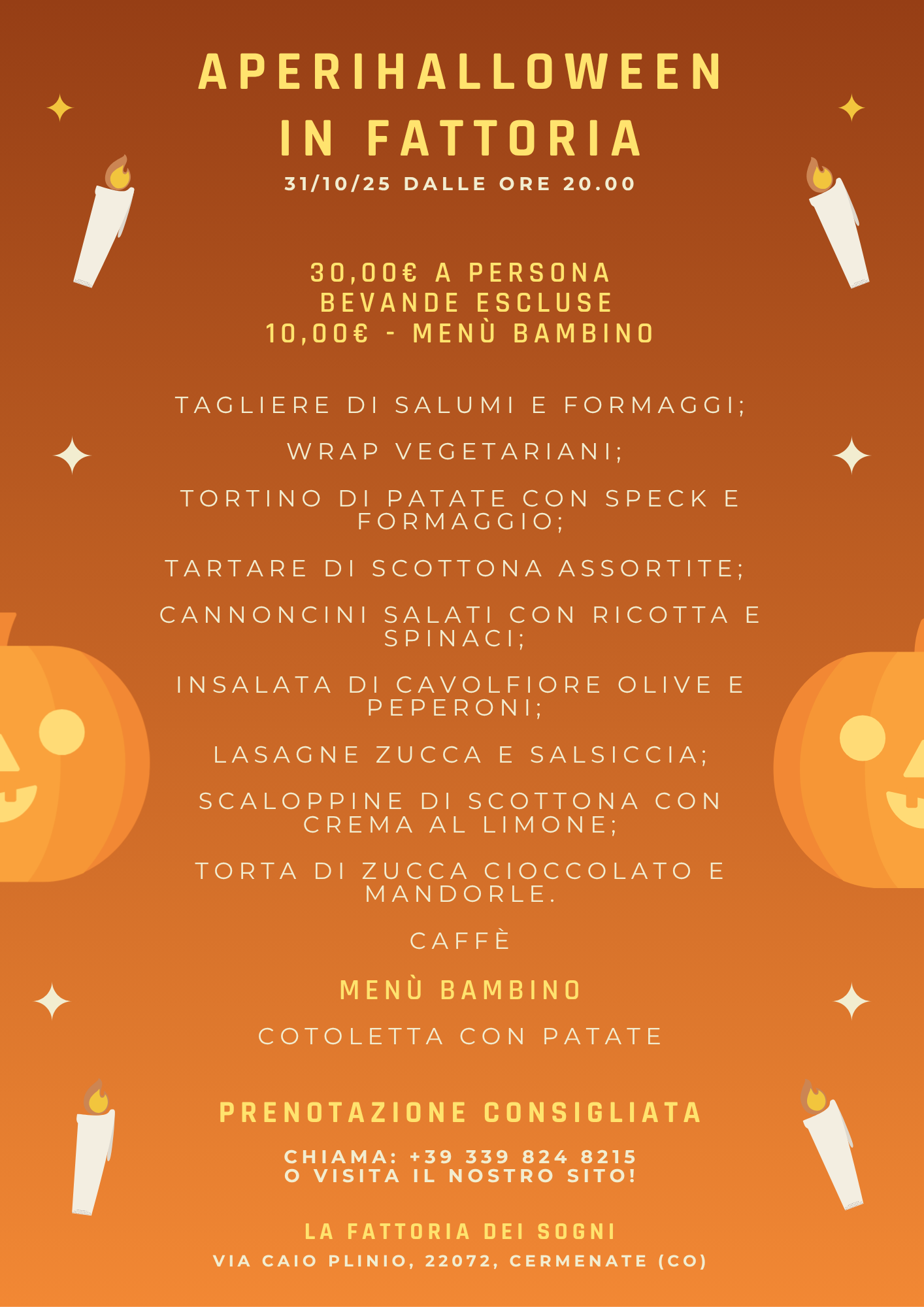 AperiHalloween in Fattoria dei Sogni, Cermenate Como.
